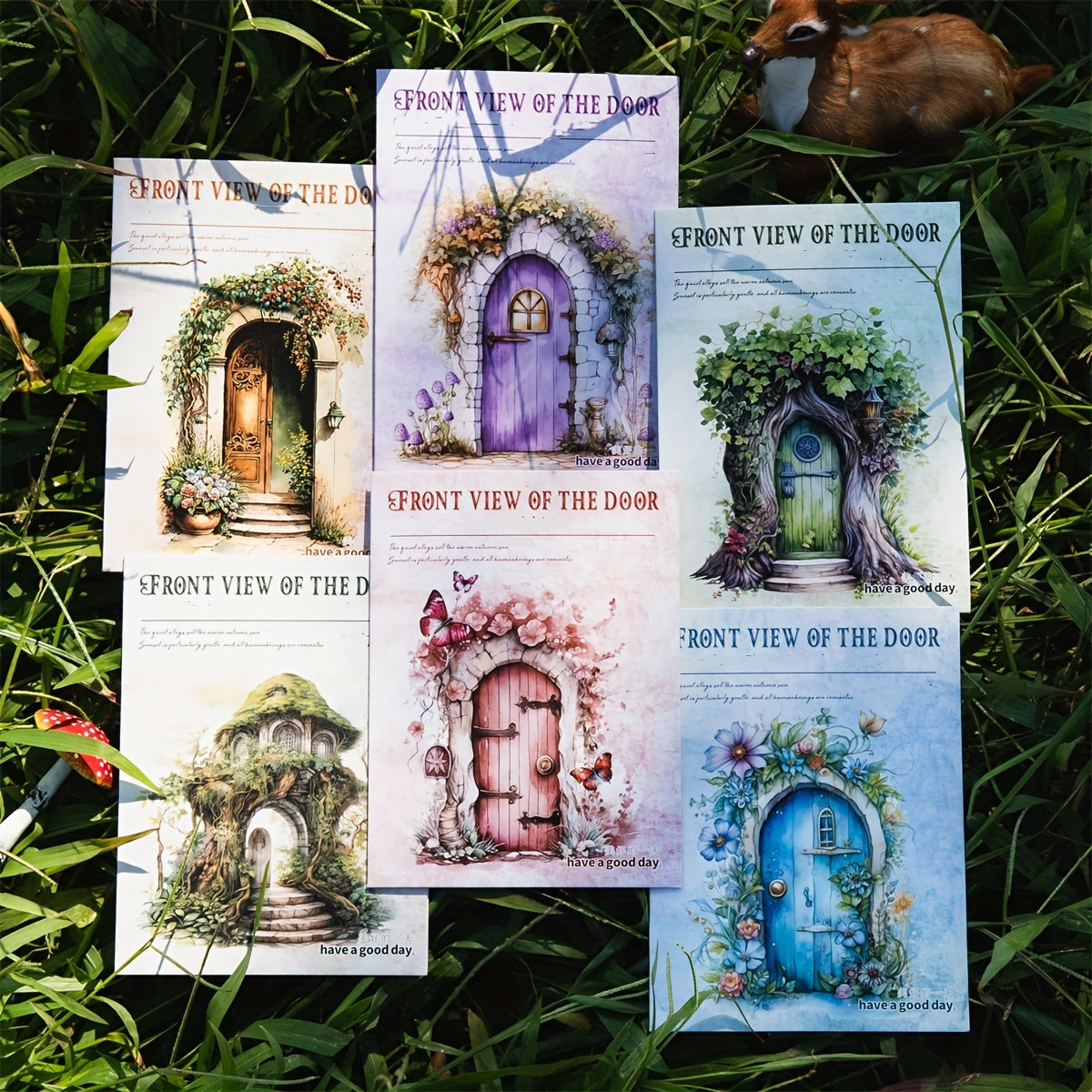 5pcs Retro Plant Landscaping PET Stickers
