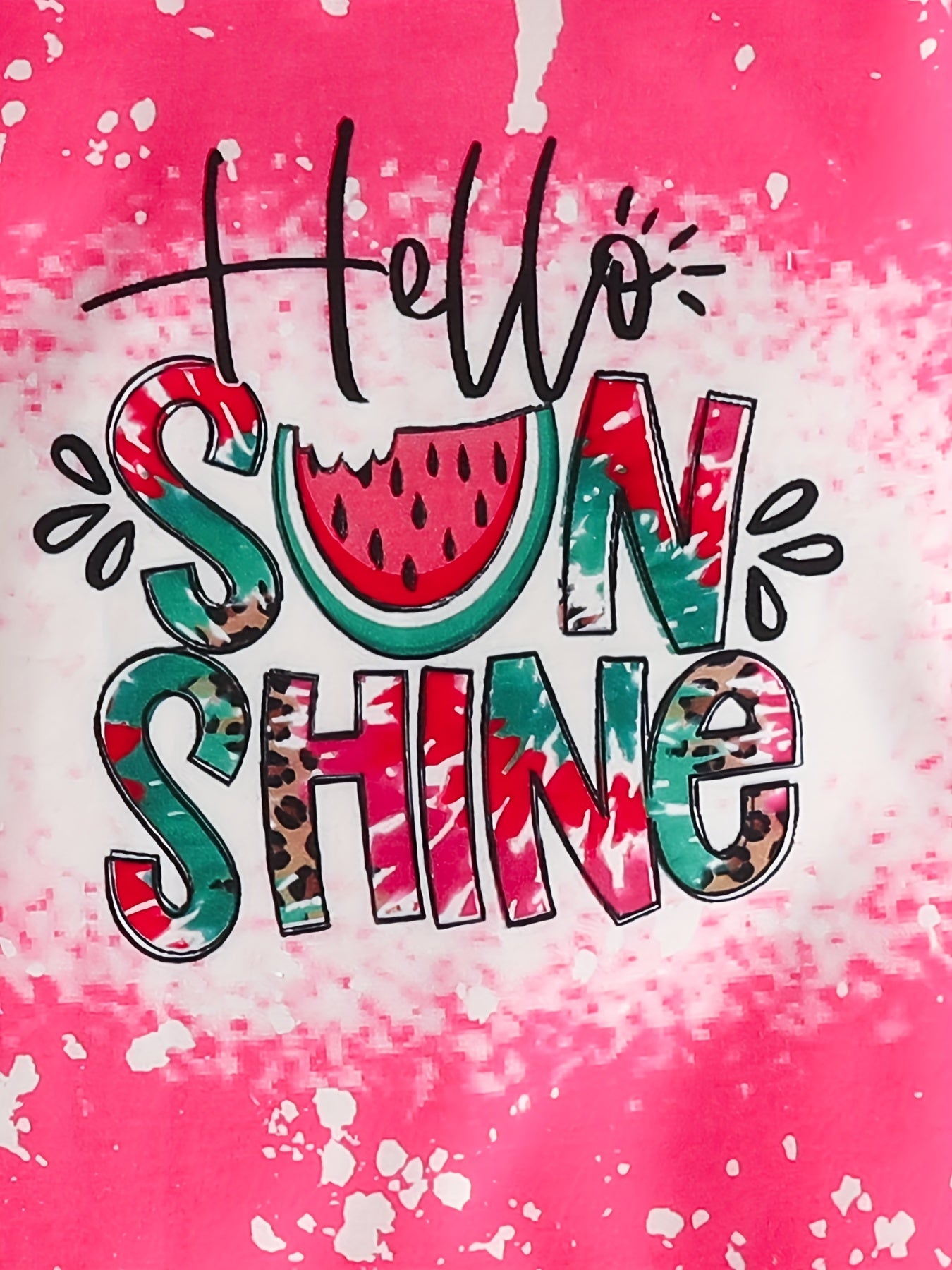 Kid's 2pcs Pajamas T shirt & Shorts Set HELLO SUNSHINE Cartoon Watermelon Print