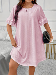  Eyelet Embroidered Ruffle Trim Sleep Dress