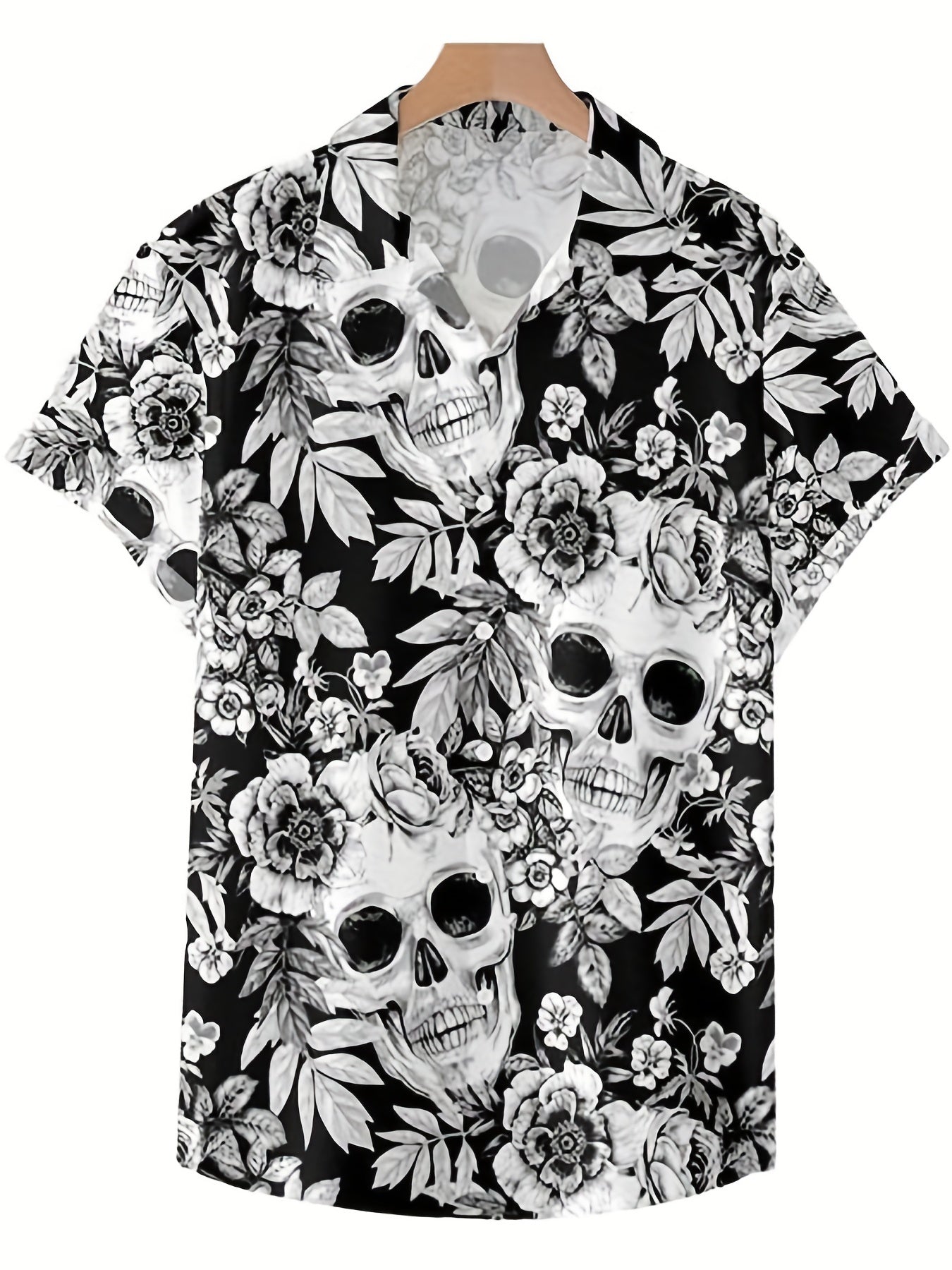 Skull Print Men's Casual Short Sleeve Shirt