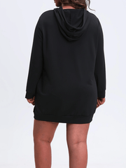  Drawstring Hooded Long Sleeve Sweatshirt Dress