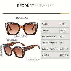 Men's Large Frame Diamond Studded Square Sunglasses Stylish Cat Eye Design