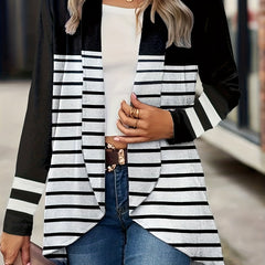  Colorblock Striped Long Sleeve Cardigan