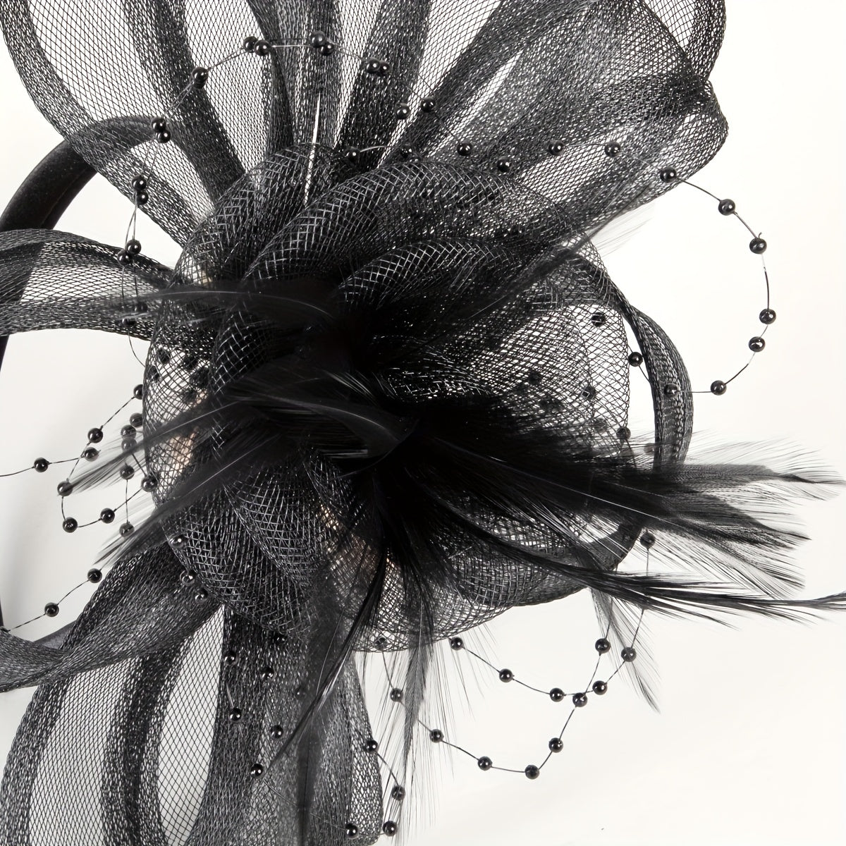 Faux Feather Mesh Veil Head Piece Fascinator for Tea Party Birthday Horse Racing