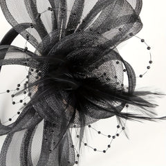 Faux Feather Mesh Veil Head Piece Fascinator for Tea Party Birthday Horse Racing
