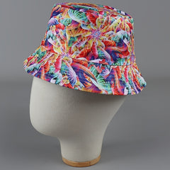 Reversible Bucket Hat Cyberpunk Gradient Flower Swirl Fisherman Cap