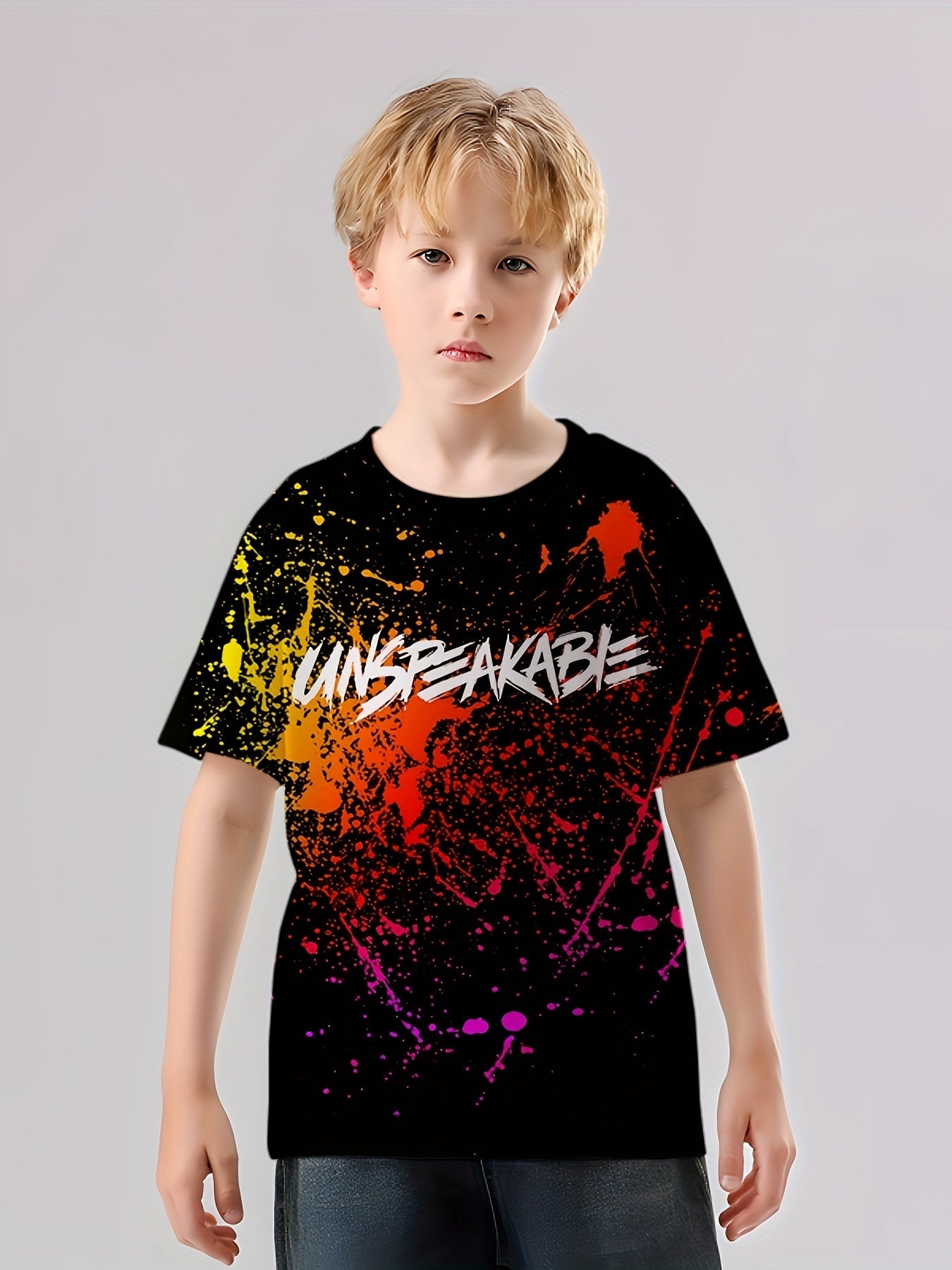 UNSPEAKABLE Print T shirt Casual Short Sleeve Top Unisex Tee
