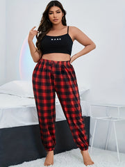 Women's Plus Plaid Print High Stretch Pajama Pants