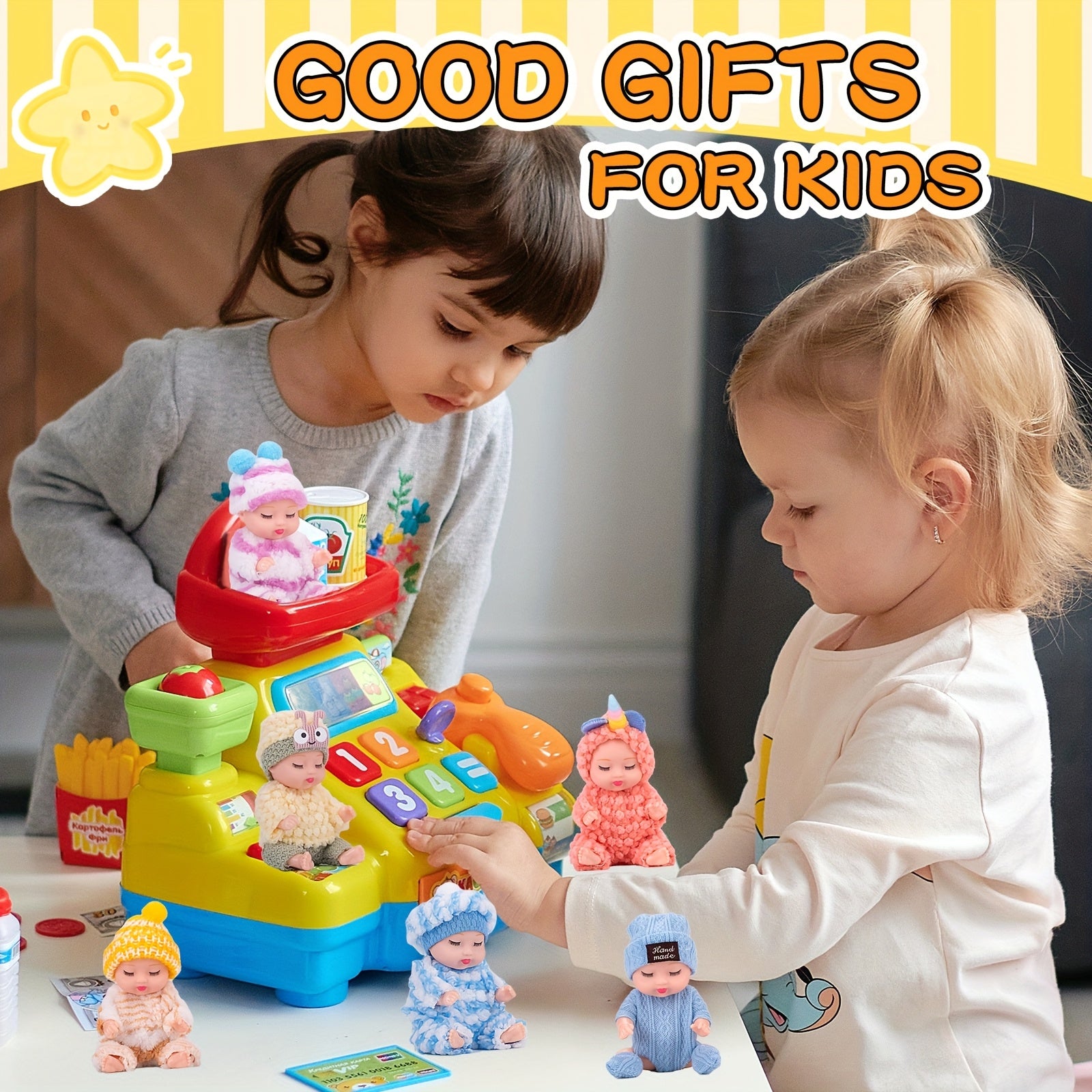 6pcs 4 inch Winter Doll Set for Girls and Boys