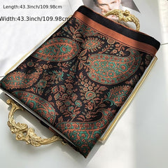 Brown Paisley Print Square Scarf Vintage Shawl Windproof Turban Hijab