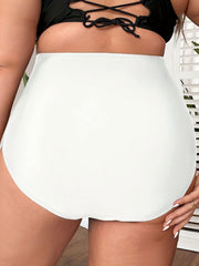  Solid Ruched Tummy Control Bikini Bottoms Women's Beachwear Panty