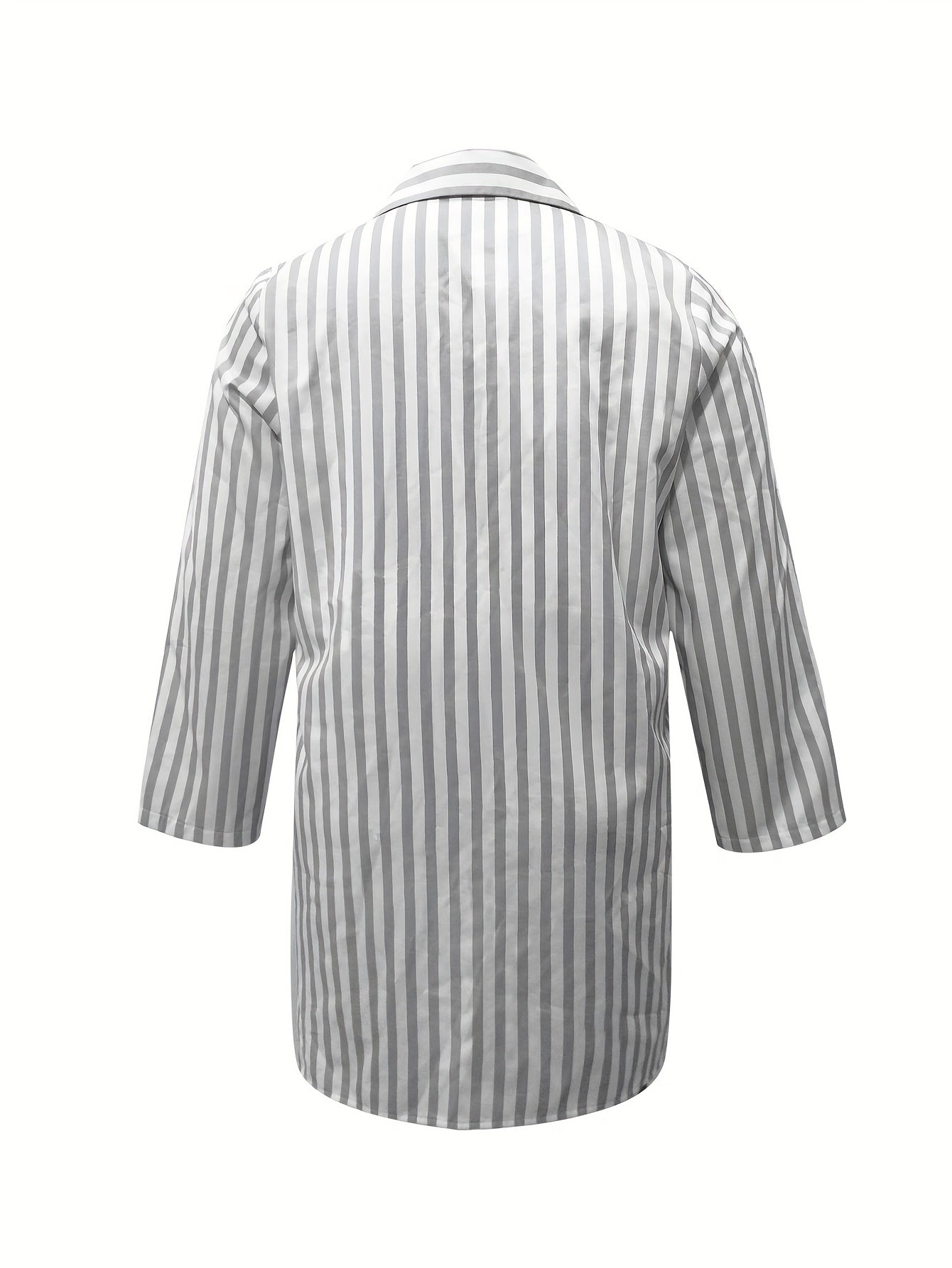  Women's Stripe Print Polo Neck Dress
