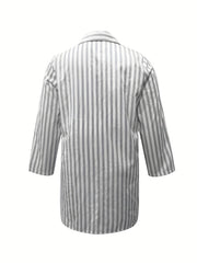  Women's Stripe Print Polo Neck Dress