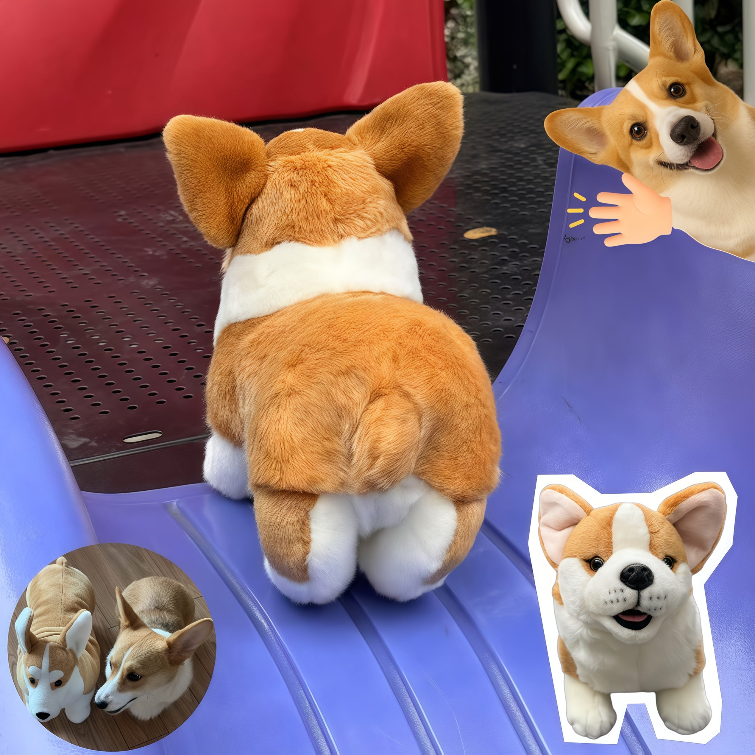 JIAJCHUF Corgi Plush Stuffed Animal Soft Fluffy Corgi Dog Doll