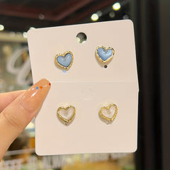 Y2K Style Starry Sky Heart Stud Earrings 18K Plated