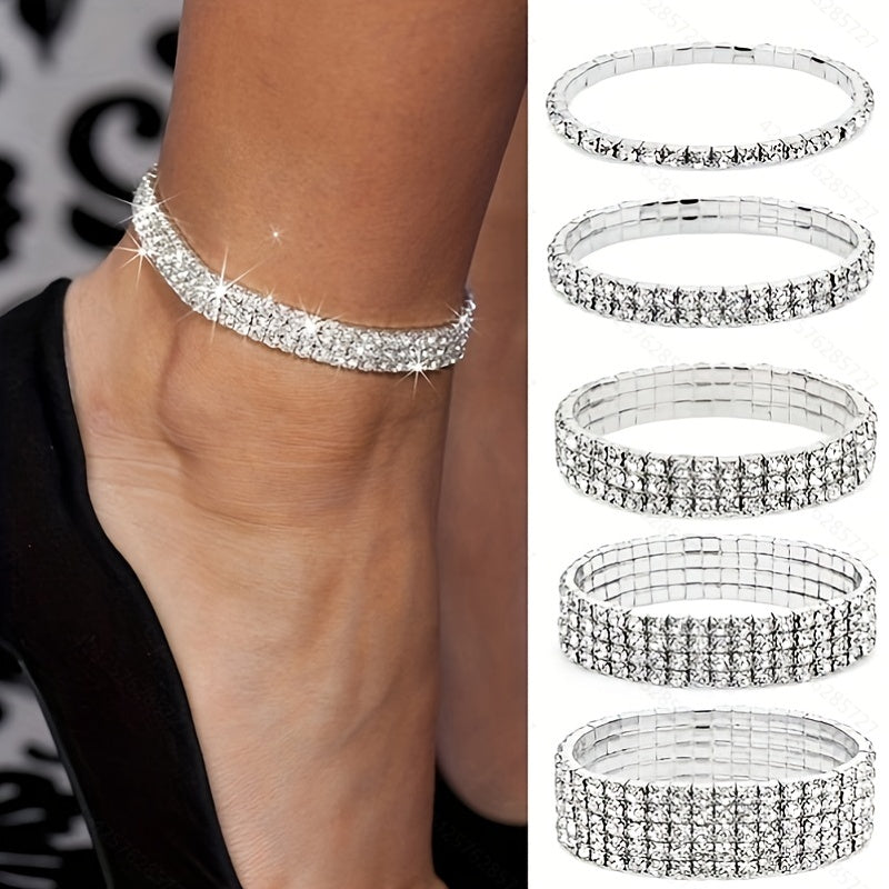 Men's Zircon Anklet Bracelet Dainty Faux Diamond Stretchy Anklet