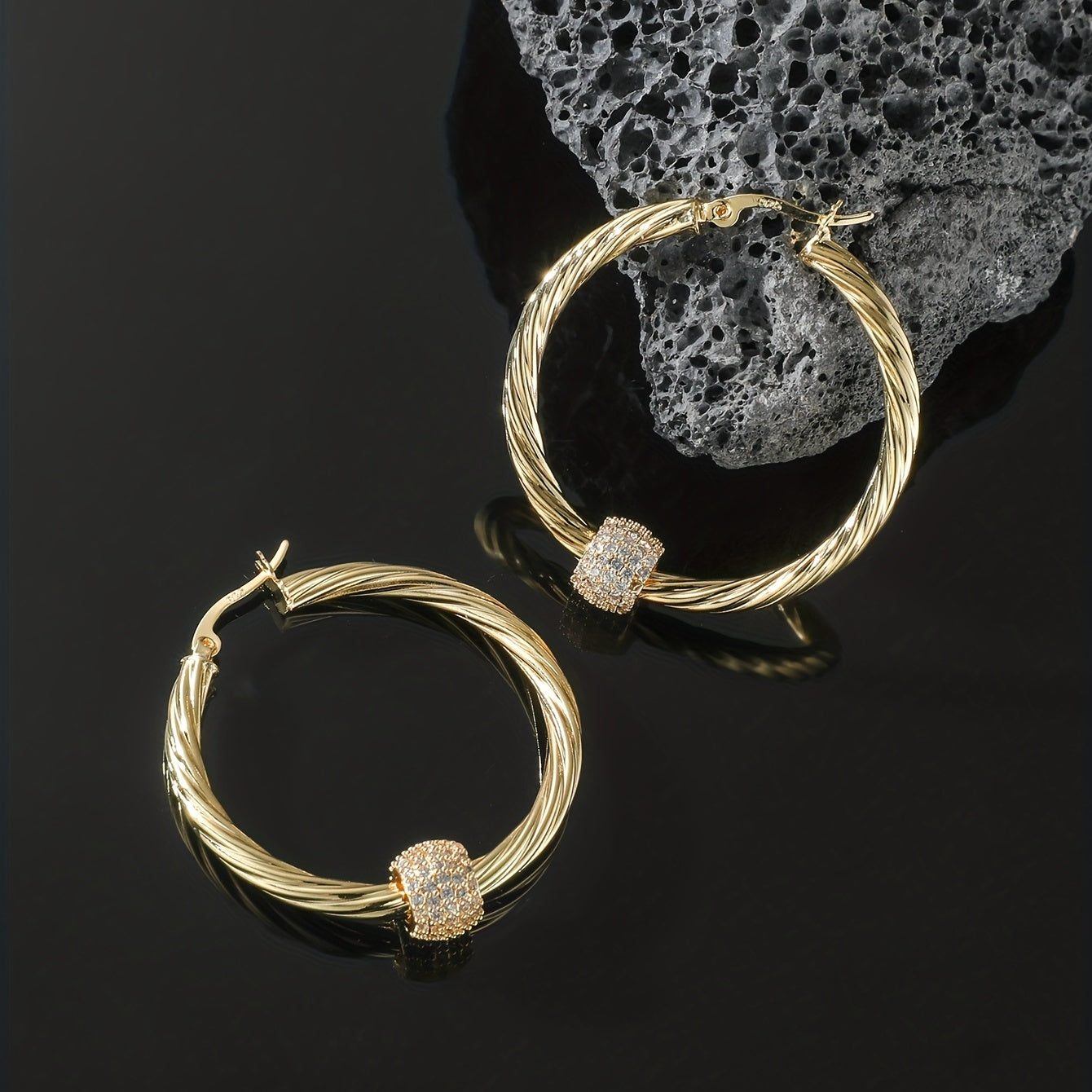 Men's Zircon Stud Earrings Pair