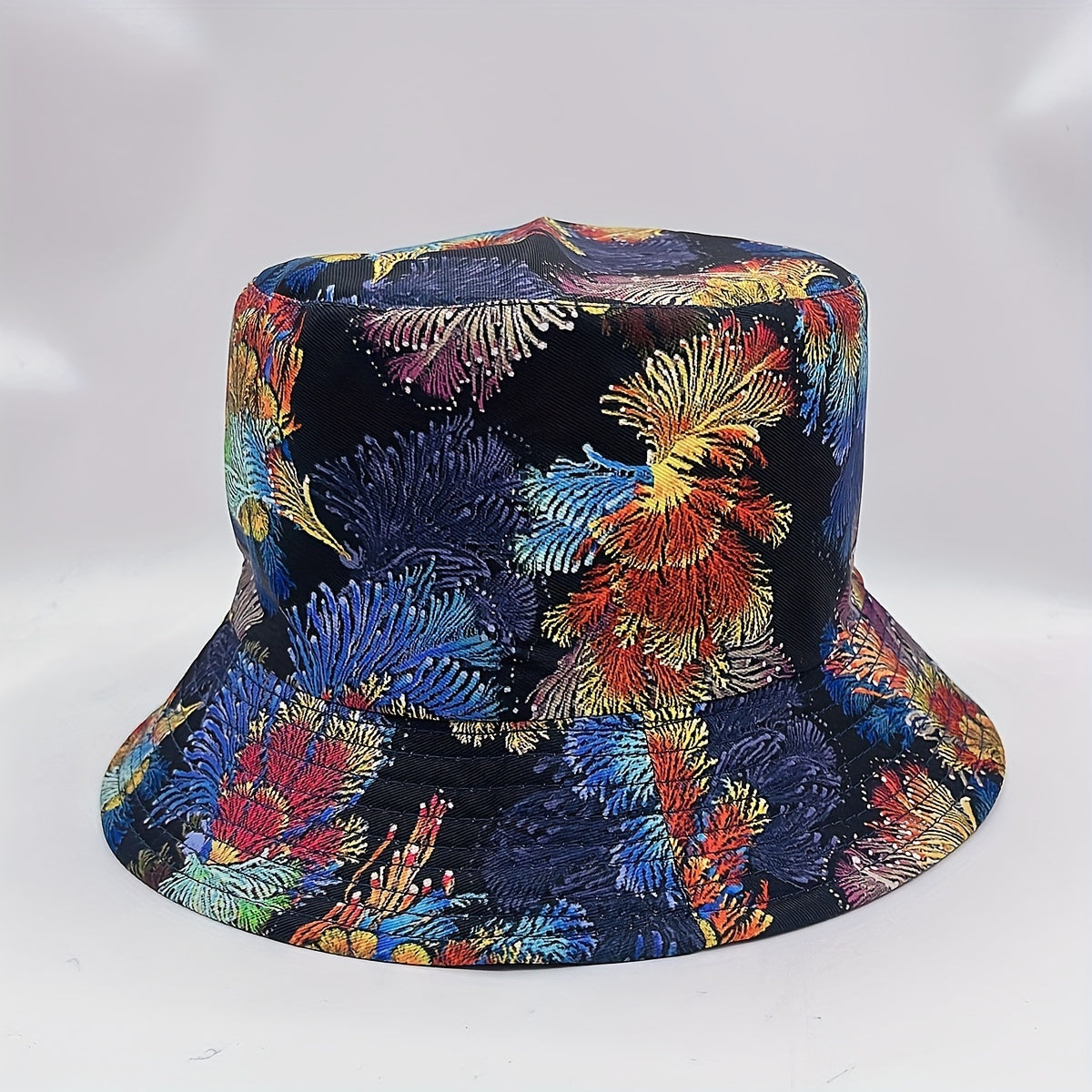Coral Print Reversible Bucket Hat Cotton Basin Hat for Men Women
