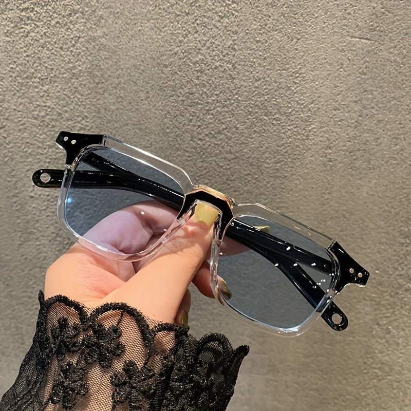 Y2K Clear Square Sunglasses for Women Men UV400 Sun Shades Glasses