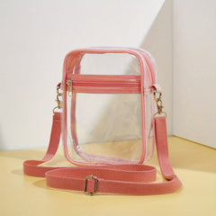 Clear Crossbody Bag PVC Square Phone Purse Zipper Beach Shoulder Bag 9 Inch