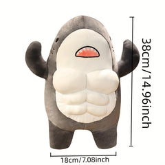 Funny Muscle Shark Plush Toy Stuffed Animal Hug Pillow 38 cm Gift