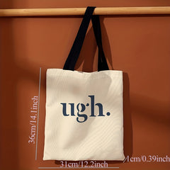 Letters Graphic Canvas Tote Bag Shoulder Bag Work Travel Reusable Grocery Shoppi