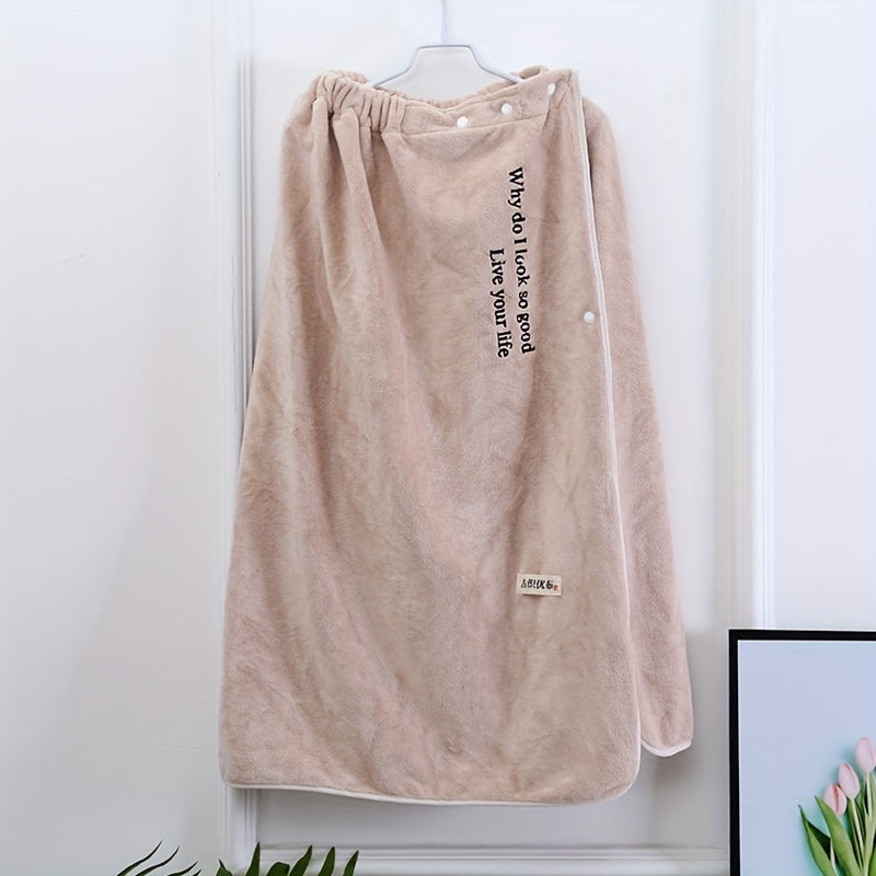 Embroidered Wearable Bath Towel for Adults - Absorbent Bathrobe