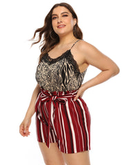 Leopard Print Lace Cami Top Plus Size