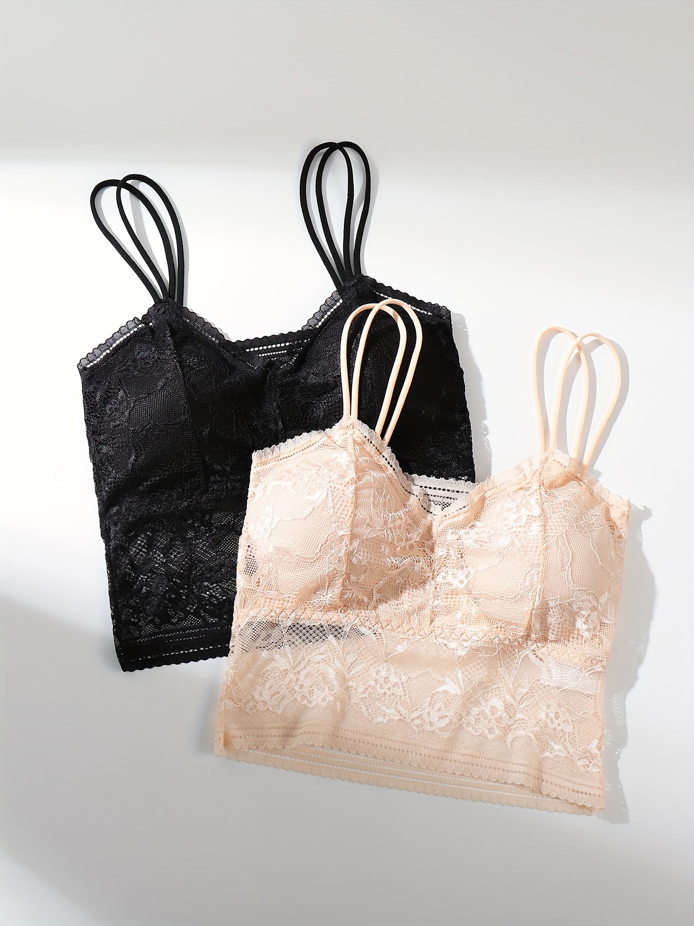 2pcs Lace Cami Tops V Neck Sleeveless Lingerie