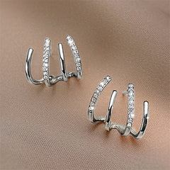 Zircon Inlaid Claw Stud Earrings for Everyday Styling