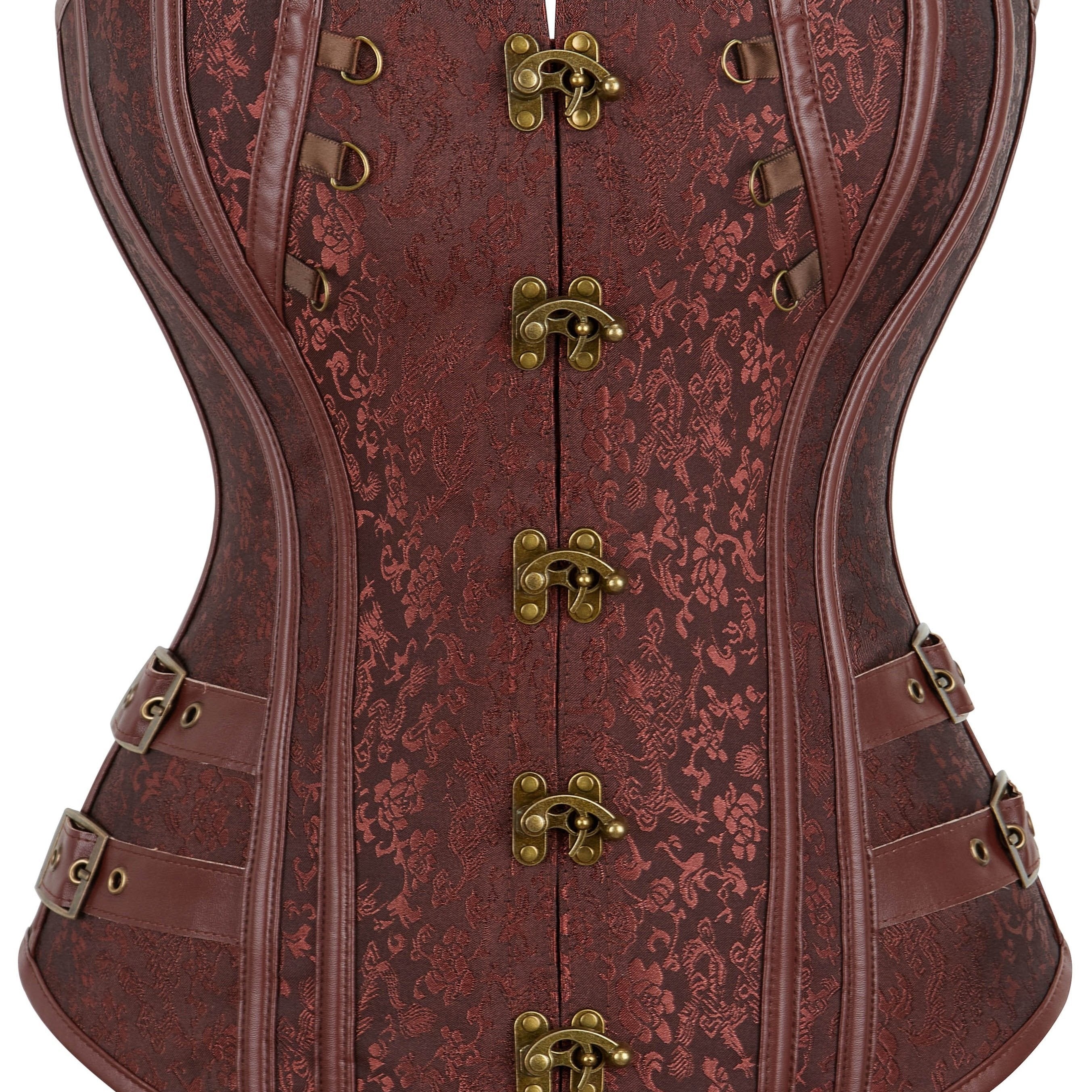 Floral Print Front Hook Corsets Tummy Control Lace Up Bustier