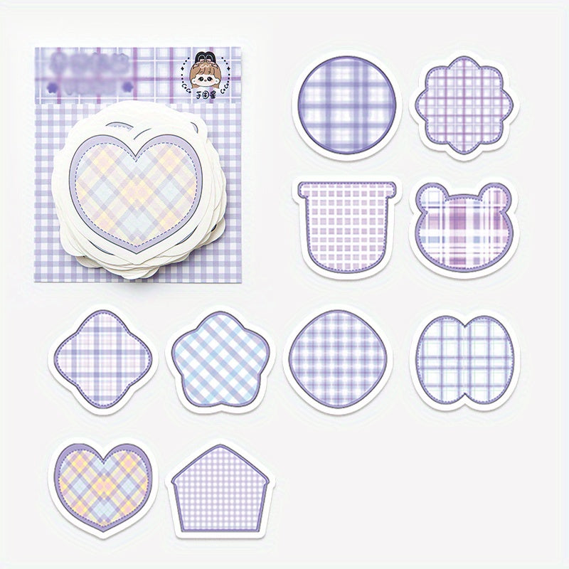 100 Sheets Cartoon Shaped Note Paper Plaid Stripes Memo Paper