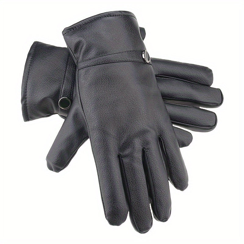 Winter Thickened Riding Gloves Warm Touch Screen Leather Gloves
