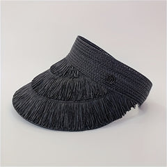 Straw Tassel Visor Hat UV Protection Lightweight