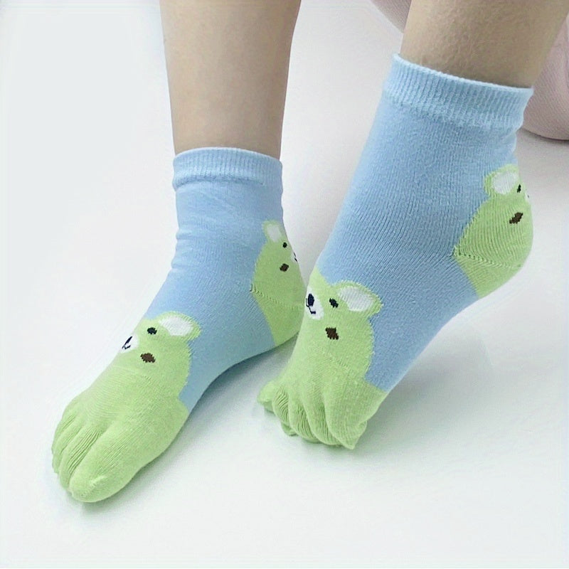 Kids 5 Toe Socks Breathable Deodorant All Seasons Split Toe Heel Protectio