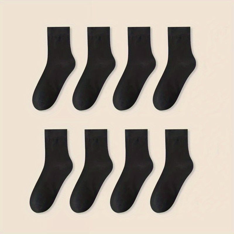 8 Pairs Solid Mid Tube Socks Women's Stockings
