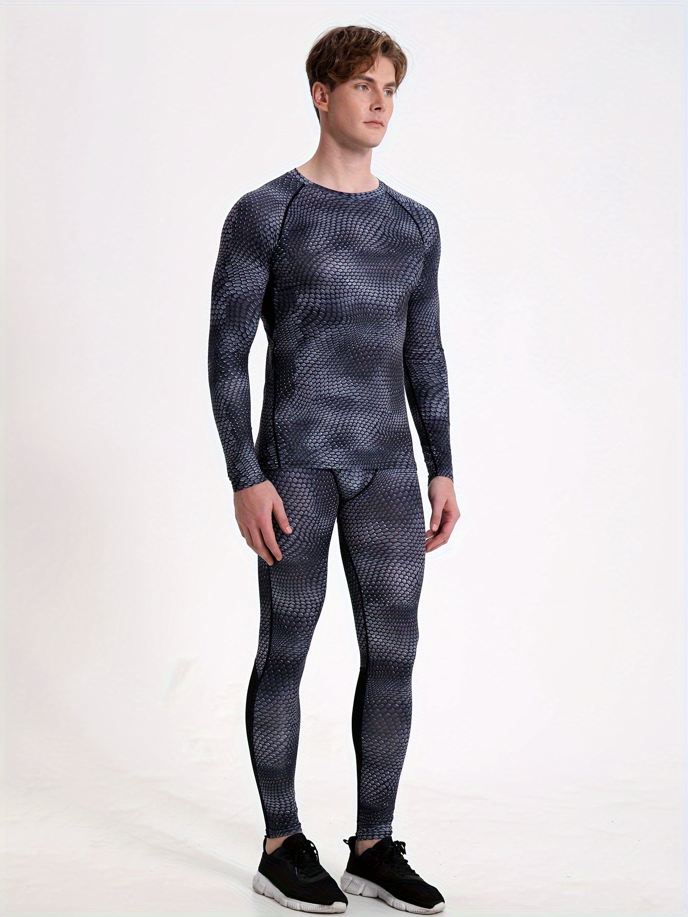 Men's Quick Dry Mesh Top & Leggings Set for Gym Training