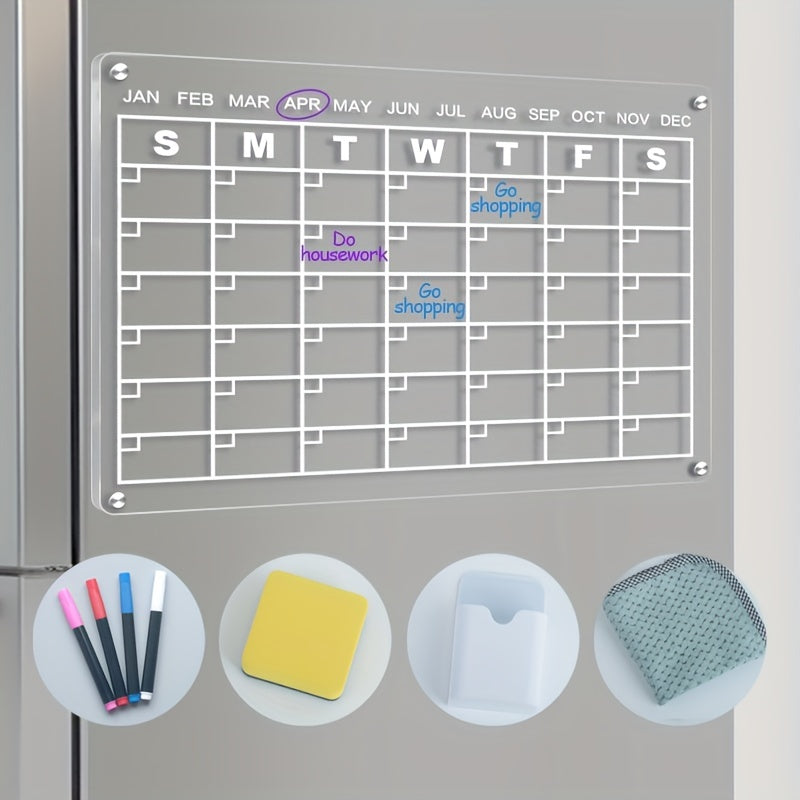 Acrylic Magnetic Dry Erase Calendar Board For Fridge 34.8x24.89 Inches