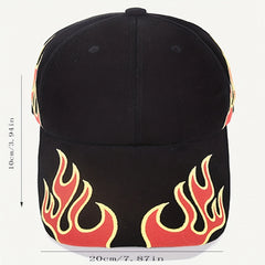 Mesh Flame Embroidered Baseball Cap for Couples