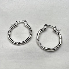 925 Silver Hoop Earrings Diamond Cut for Women
