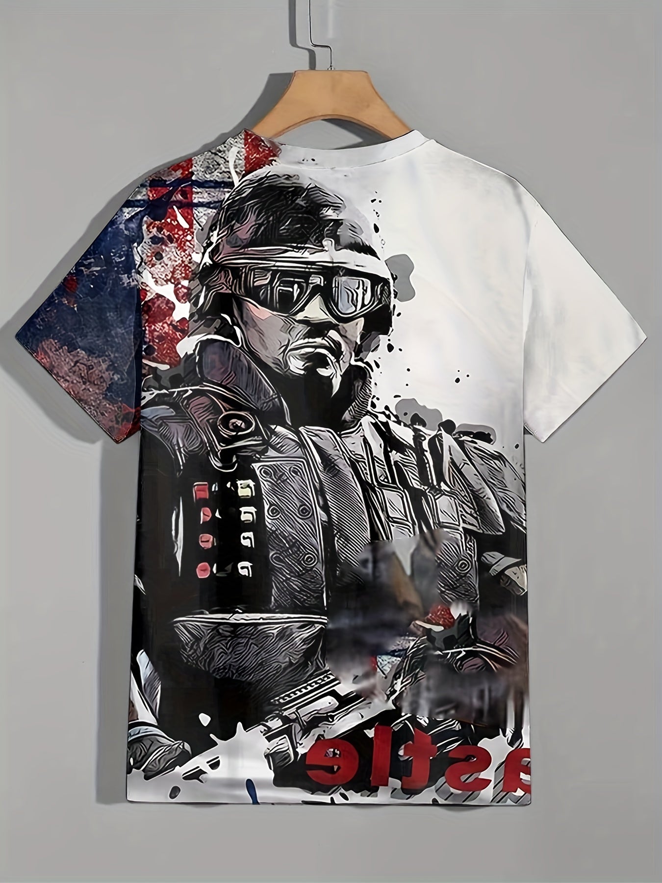 Men's Graphic Soldier T-Shirt for Summer Outdoor