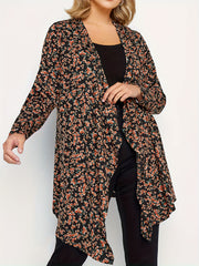  Ditsy Print Long Sleeve Open Front Cardigan