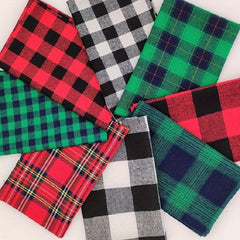 8pcs Plaid Fabric Christmas Set DIY Patchwork Clothing 19 7in 15 7in