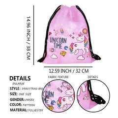 Unicorn Cartoon Drawstring Backpack Lightweight Waterproof Rucksack