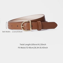 Solid Leather Belt Women's Casual Pin Half Round Buckle Belts