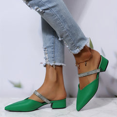 Women's Chunky Low Heels Slip On Mules