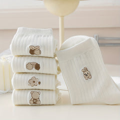 5 Pairs Cartoon Embroidery Socks Women's Stockings