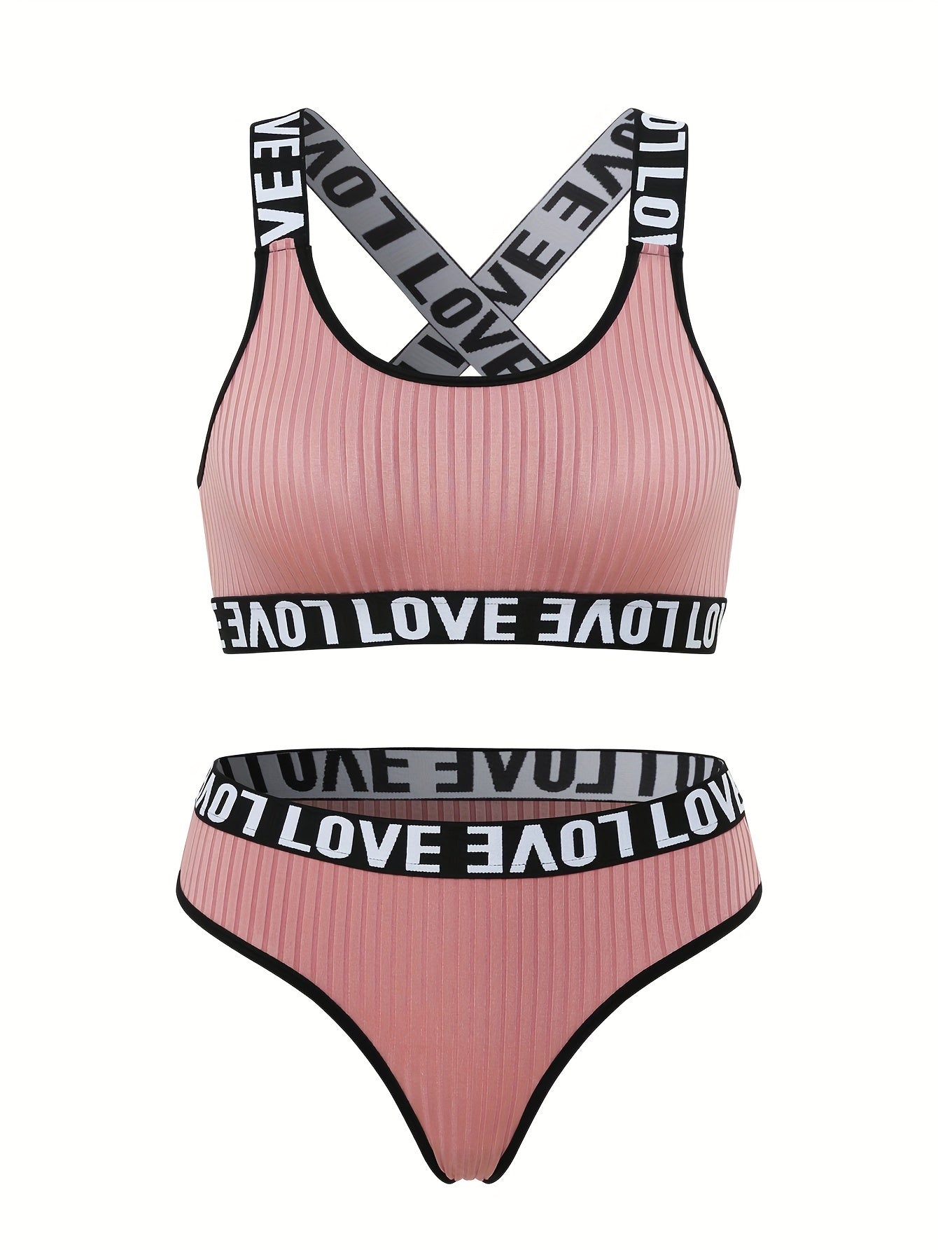 Letter Print Bra & Panties Lingerie Set