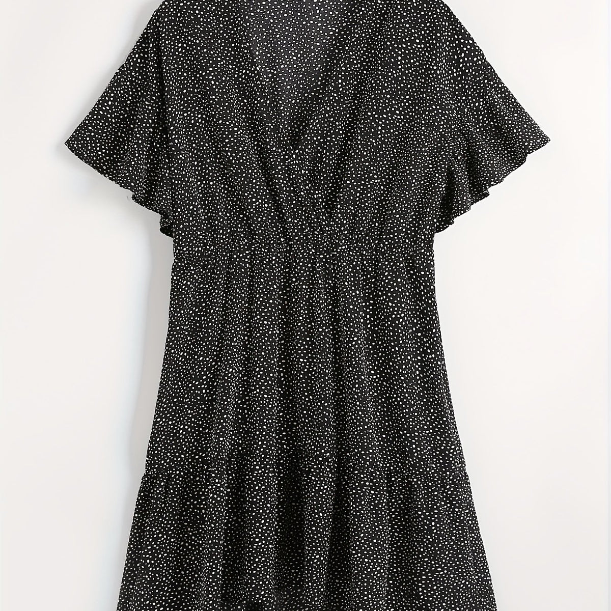  Dot Print Butterfly Sleeve V Neck Smock Mini Dress