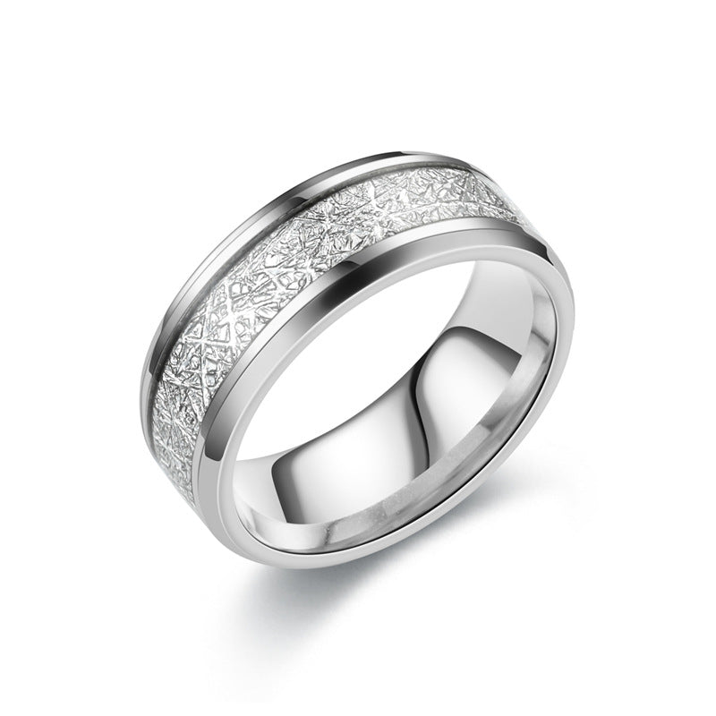 Rime Silk Pattern Titanium Steel Ring for Men